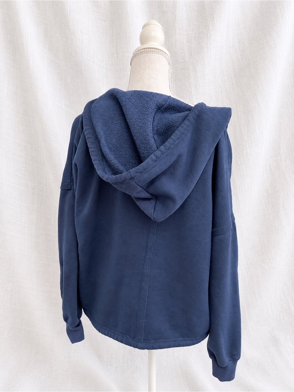Navy Floral Patch Hooded Sweater - Picture 3 of 4